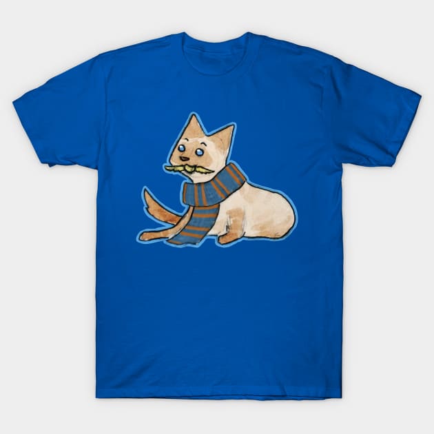 Cat scarf blue and bronze T-Shirt by bitingnclawing